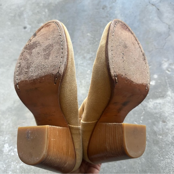 rag & bone Anthro Newbury tan canvas stacked heel ankle booties women’s 40 / 9.5 - Picture 7 of 8